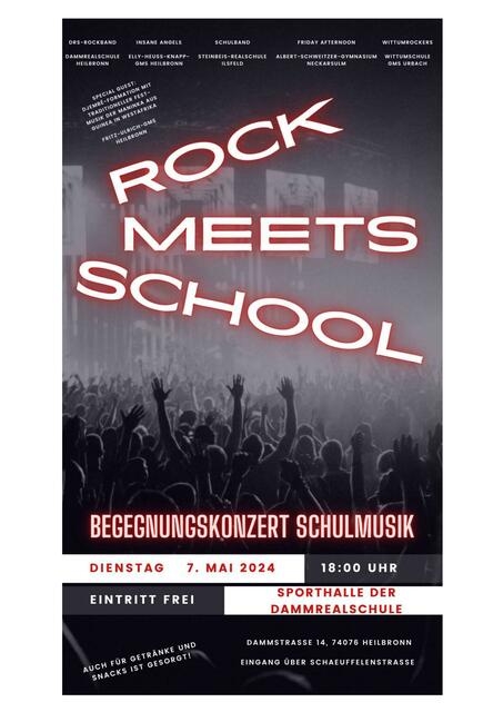 Begegnungskonzert an der Dammrealschule: „Rock Meets School“ am 7. Mai 2024